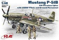 North American Mustang P-51B US WW2 Fighter with US AF Pilots and Ground Personnel model kit