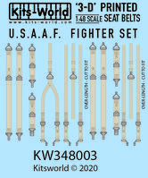 USAAF Full Colour 3D Decals Fighter Seat Belts (P-51, P-47, P-40, P-38 and F4F) - Image 1